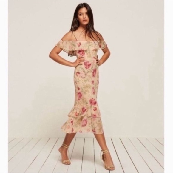 Reformation Dresses & Skirts - Reformation Odessa off the shoulder Dress "Botany" Floral 2
